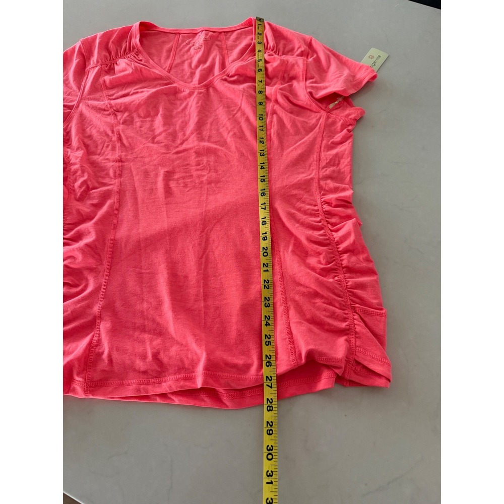 Tangerine Womens XXL Coral Pink Ruched Side V-Neck Activewear T-Shirt NWT - Picture 3 of 5
